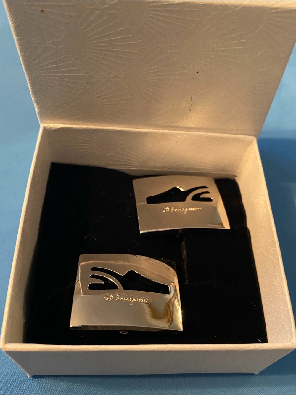 Salvatore Ferragamo STERLING Silver- Cutout EARRINGS